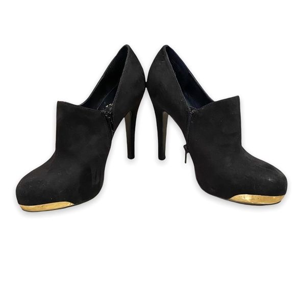 Aldo black platform booties 5” heel gold detail size 7.5 - Picture 1 of 10
